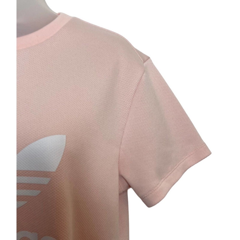 ADIDAS Originals Women’s Short Sleeve T-Shirt Dress Medium Pink White Trefoil - Picture 5 of 8